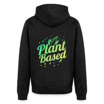 Plant Based Veggie Food Vegetarian - Go Vegan - Unisex Premium Bio Zip Hoodie - Schwarz - Hinten - Nico (187cm)