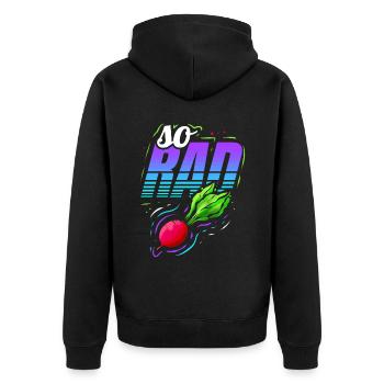 So Rad - Vegetarian Radish - Go Vegan - Unisex Premium Organic Zip Hoodie - black - Back - Nico (187cm)