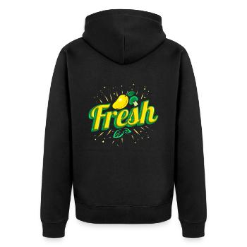 Eat Fresh Mango, Lemon And Brokkoli - Vegetarian - Unisex Premium Bio Zip Hoodie - Schwarz - Hinten - Nico (187cm)