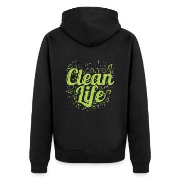 If You Are A Vegetarian You Live A Clean Life - - Unisex Premium Organic Zip Hoodie - black - Back - Nico (187cm)