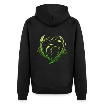 Plantes vertes formant le cœur - Végétarien Go Vegan - Veste à capuche bio Premium Unisexe - noir - Dos - Nico (187cm)