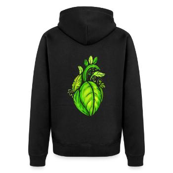 Heart Of Green Leaves - Vegetarian - Go Vegan - Unisex Premium Bio Zip Hoodie - Schwarz - Hinten - Nico (187cm)