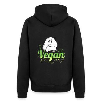 Chef's Hat - Cooking Vegan - Unisex Premium Bio Zip Hoodie - Schwarz - Hinten - Nico (187cm)
