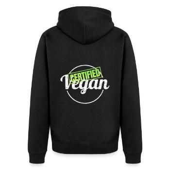 Label For Certified Vegan - Unisex Premium Organic Zip Hoodie - black - Back - Nico (187cm)
