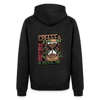Coffee is precious, like time, coffee lovers - Unisex Premium Organic Zip Hoodie - black - Back - Nico (187cm)