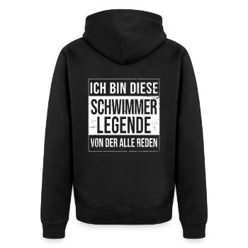 Schwimmsport Geburtstag geboren Legende - Unisex Premium Bio Zip Hoodie - Schwarz - Hinten - Nico (187cm)