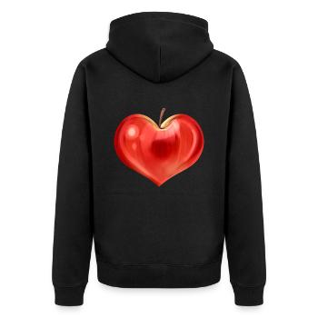 Apple In Heart Shape - Vegetarian - Go Vegan - Unisex Premium Bio Zip Hoodie - Schwarz - Hinten - Nico (187cm)