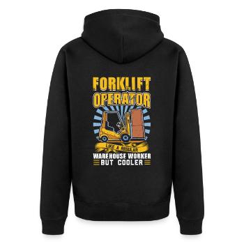Forklift Operator Like A Regular Warehouse Worker - Unisex Premium Bio Zip Hoodie - Schwarz - Hinten - Nico (187cm)