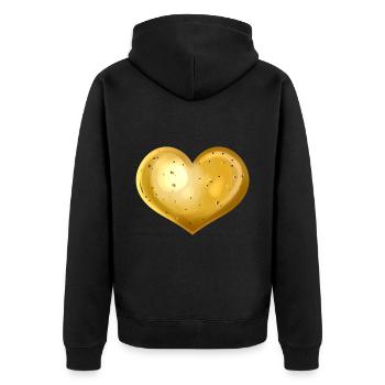 Potato In Heart Shape - Vegetarian - Go Vegan - Unisex Premium Bio Zip Hoodie - Schwarz - Hinten - Nico (187cm)