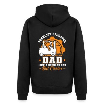 Forklift Operator Dad - Unisex Premium Bio Zip Hoodie - Schwarz - Hinten - Nico (187cm)