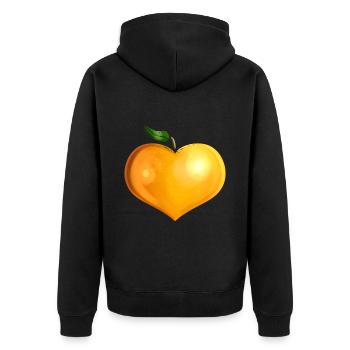 Orange In Heart Shape - Vegetarian - Go Vegan - Unisex Premium Bio Zip Hoodie - Schwarz - Hinten - Nico (187cm)