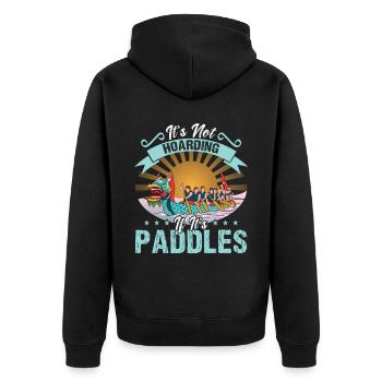 It's Not Hoarding If It's Paddles - Dragon Boat - Unisex Premium Bio Zip Hoodie - Schwarz - Hinten - Nico (187cm)
