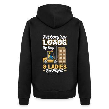 Ramasser des charges le jour et les dames la nuit - Veste à capuche bio Premium Unisexe - noir - Dos - Nico (187cm)
