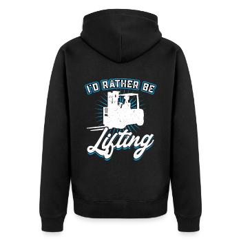 I'd Rather Be Lifting - Forklift Operator - Unisex Premium Organic Zip Hoodie - black - Back - Nico (187cm)