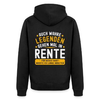Rentner Rente 2023 Ruhestand Geschenkidee Geschenk - Unisex Premium Bio Zip Hoodie - Schwarz - Hinten - Nico (187cm)