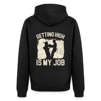 High werden ist mein Job Baumpfleger Holzflüsterer - Unisex Premium Bio Zip Hoodie - Schwarz - Hinten - Nico (187cm)