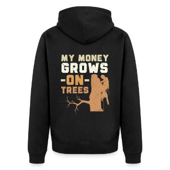 My Money Grows On Trees Wood Arborist Logger - Unisex Premium Organic Zip Hoodie - black - Back - Nico (187cm)