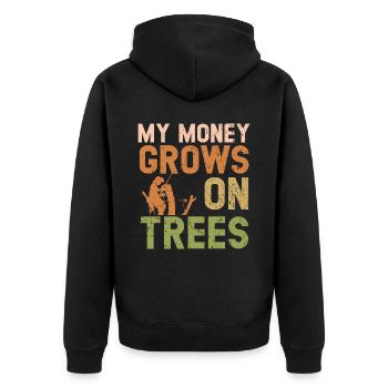 My Money Grows On Trees Wood Arborist Logger - Unisex Premium Organic Zip Hoodie - black - Back - Nico (187cm)