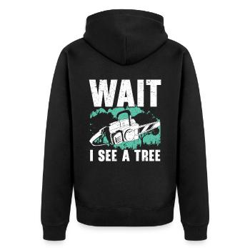 Wait I See A Tree Arborist Logger Wood Whisperer - Veste à capuche bio Premium Unisexe - noir - Dos - Nico (187cm)
