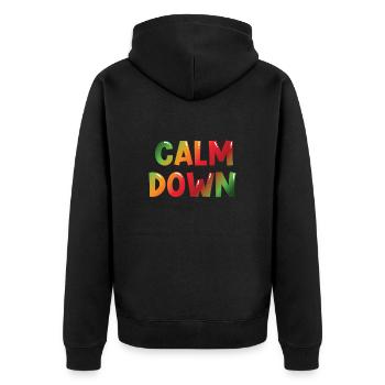 Entspannung und Relax. Just Calm Down - Unisex Premium Bio Zip Hoodie - Schwarz - Hinten - Nico (187cm)