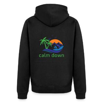 Relaxation and relaxation. Just Calm Down - Unisex Premium Organic Zip Hoodie - black - Back - Nico (187cm)