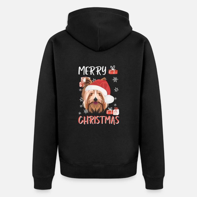 Yorkshire Terrier Joyeux Noël - Veste à capuche bio Premium Unisexe - noir