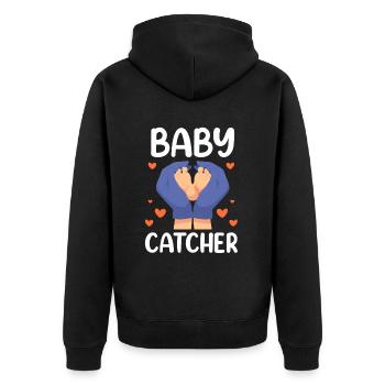 Babyfänger Beruf Hebamme Geburtshilfe Hebammen - Unisex Premium Bio Zip Hoodie - Schwarz - Hinten - Nico (187cm)