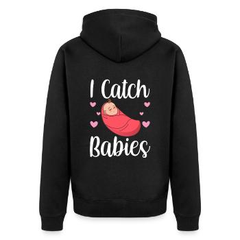 Ich Fange Babies Hebammen Hebamme Geburtshilfe - Unisex Premium Bio Zip Hoodie - Schwarz - Hinten - Nico (187cm)