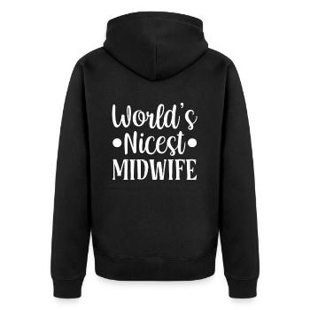 Die Netteste Hebamme Der Welt Beruf Hebammen - Unisex Premium Bio Zip Hoodie - Schwarz - Hinten - Nico (187cm)