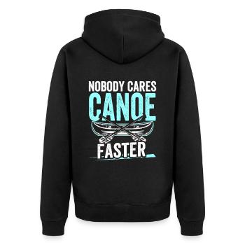 Canoeing Canoeing Interested in Nobody Cares Team - Unisex Premium Organic Zip Hoodie - black - Back - Nico (187cm)