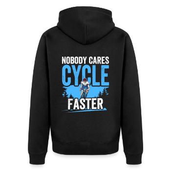Niemand Kümmert Es Fahr Schneller Fahhrad Team - Unisex Premium Bio Zip Hoodie - Schwarz - Hinten - Nico (187cm)