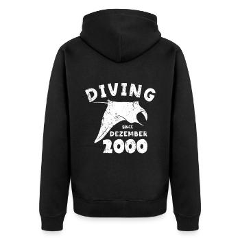 Anniversaire du plongeur - Plongée depuis décembre 2000 - Veste à capuche bio Premium Unisexe - noir - Dos - Nico (187cm)