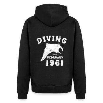 Anniversaire du plongeur - Plongée depuis février 1961 - Veste à capuche bio Premium Unisexe - noir - Dos - Nico (187cm)