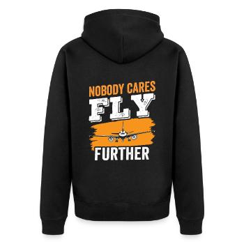 Niemand Interessiert Es Flieg Weiter Pilot Flug - Unisex Premium Bio Zip Hoodie - Schwarz - Hinten - Nico (187cm)