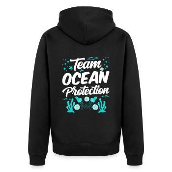 Team Marine Protection Sea Sea Ocean Protection - Unisex Premium Organic Zip Hoodie - black - Back - Nico (187cm)