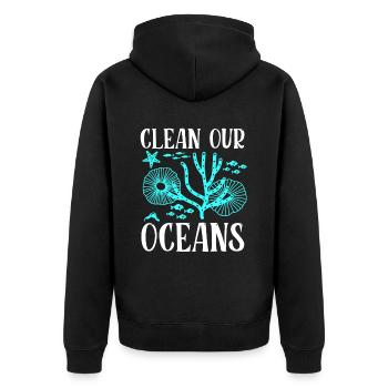 Clean Our Oceans Ocean Protection Sea Sea - Unisex Premium Organic Zip Hoodie - black - Back - Nico (187cm)
