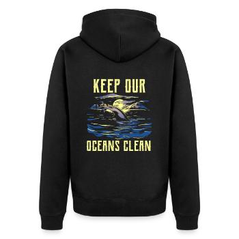 Keep Our Oceans Clean Ocean Protection Lake - Unisex Premium Organic Zip Hoodie - black - Back - Nico (187cm)