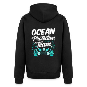 Team Marine Conservation Ocean Protection Lake Sea - Unisex Premium Organic Zip Hoodie - black - Back - Nico (187cm)