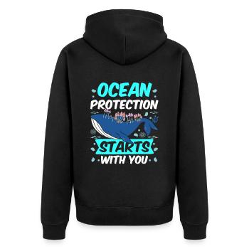 La protection des mers commence avec vous mer mer - Veste à capuche bio Premium Unisexe - noir - Dos - Nico (187cm)