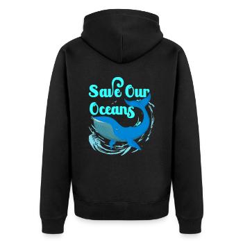 Save our oceans Sea Sea Ocean Protection - Unisex Premium Organic Zip Hoodie - black - Back - Nico (187cm)