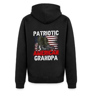 Patriotic American Grandfather US Patriot - Unisex Premium Organic Zip Hoodie - black - Back - Nico (187cm)