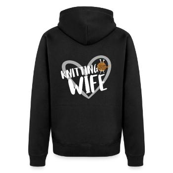 Stricken - Unisex Premium Bio Zip Hoodie - Schwarz - Hinten - Nico (187cm)
