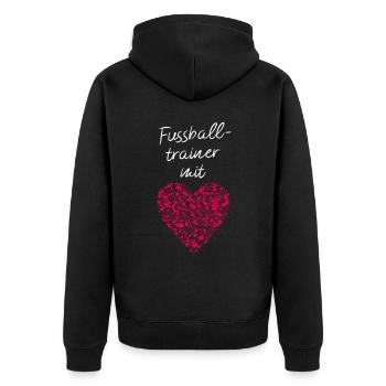 Fußballtrainer mit Herz Fußball Fußballspiele - Unisex Premium Bio Zip Hoodie - Schwarz - Hinten - Nico (187cm)