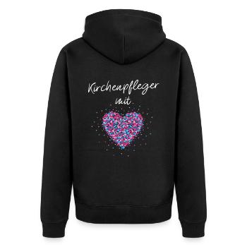Kirchenpfleger mit Herz Evangelische Kirche - Unisex Premium Bio Zip Hoodie - Schwarz - Hinten - Nico (187cm)