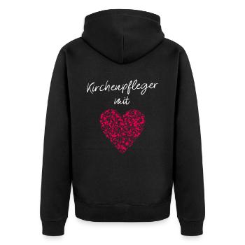 Kirchenpfleger mit Herz Katholisch Kirche Ehrenamt - Unisex Premium Bio Zip Hoodie - Schwarz - Hinten - Nico (187cm)