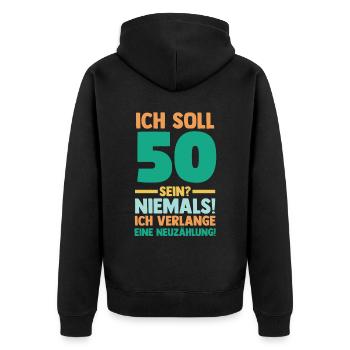 Fünfzig 50 Jahre Fünfzigster Geburtstag - Unisex Premium Bio Zip Hoodie - Schwarz - Hinten - Nico (187cm)