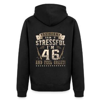 Präparatoren 46. Geburtstag Präparatoren - Unisex Premium Bio Zip Hoodie - Schwarz - Hinten - Nico (187cm)