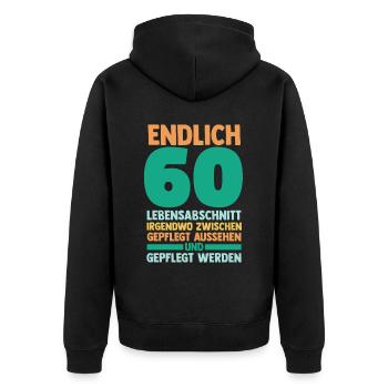 Sechszig Sechszehnter 60 Jahre Geburtstag - Unisex Premium Bio Zip Hoodie - Schwarz - Hinten - Nico (187cm)