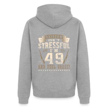 Präparatoren 49. Geburtstag Präparatoren - Unisex Premium Bio Zip Hoodie - Grau meliert - Hinten - Nico (187cm)