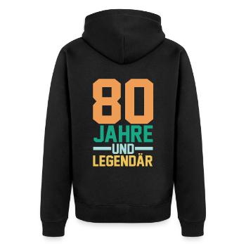 Achtzig 80 Jahre Achtzigster Geburtstag - Unisex Premium Bio Zip Hoodie - Schwarz - Hinten - Nico (187cm)